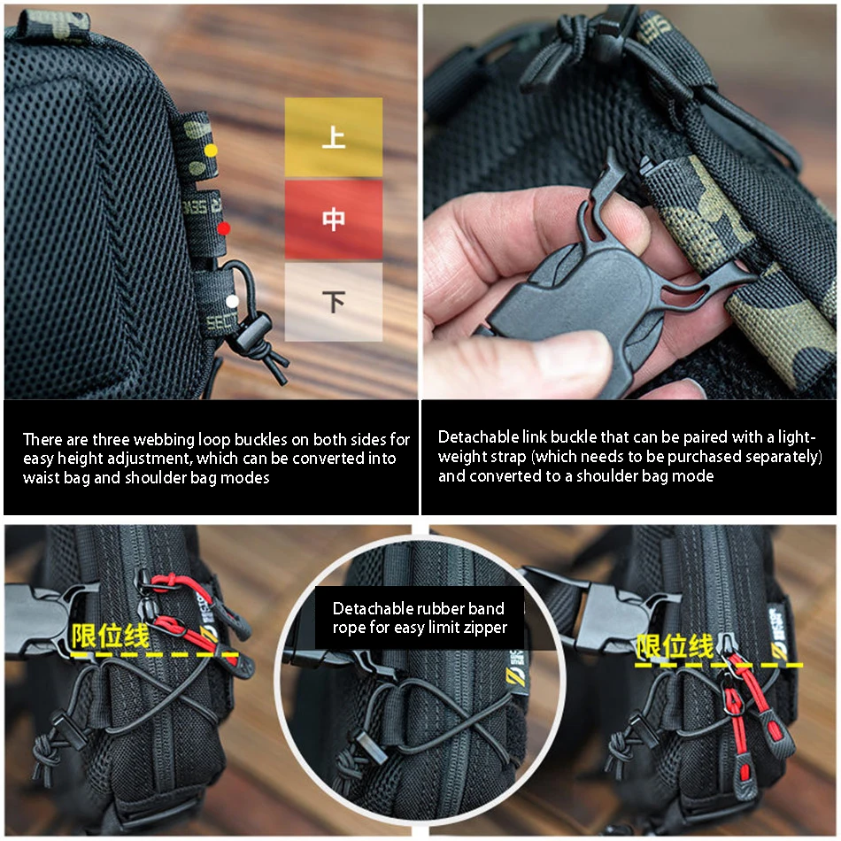 Outdoor Multifunctional Tactical Accessory Vest Bag Military Fan Hiking Chest Bag Fashion Casual Shoulder Packpack Mobile Wallet