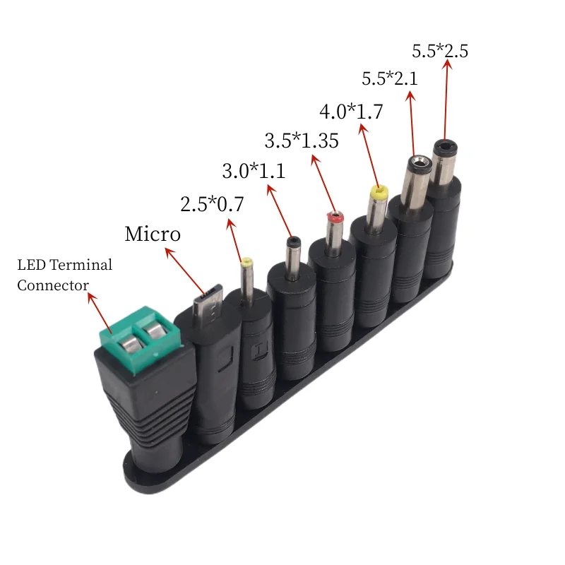 Kit de adaptador de corriente CC Universal, 5,5mm x 2,1mm, Conector de puntas para Lenovo, portátil, fuente de alimentación, juegos de enchufes