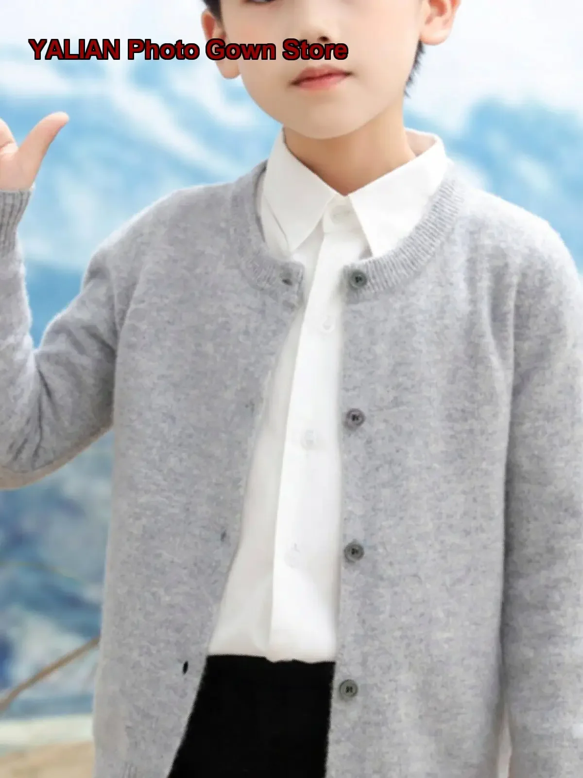Boys Girls Autumn Winter Round Neck Knit Cardigan Stylish Fleece Lined Kids Older Kids
