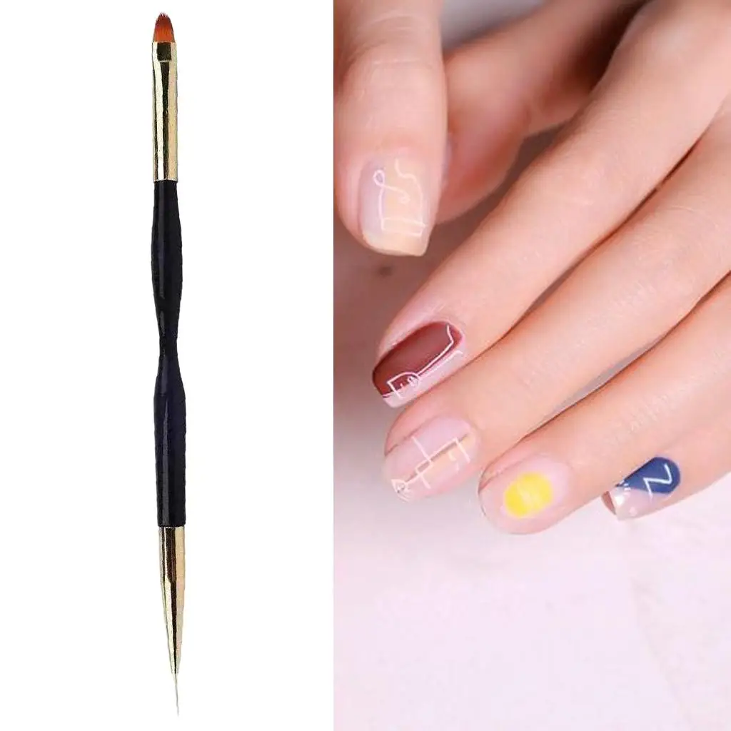 2x Professional Double Head Petals Painting Leaves Round Nail Builder, Salon Use, Home Manicure Tools, Design - 003