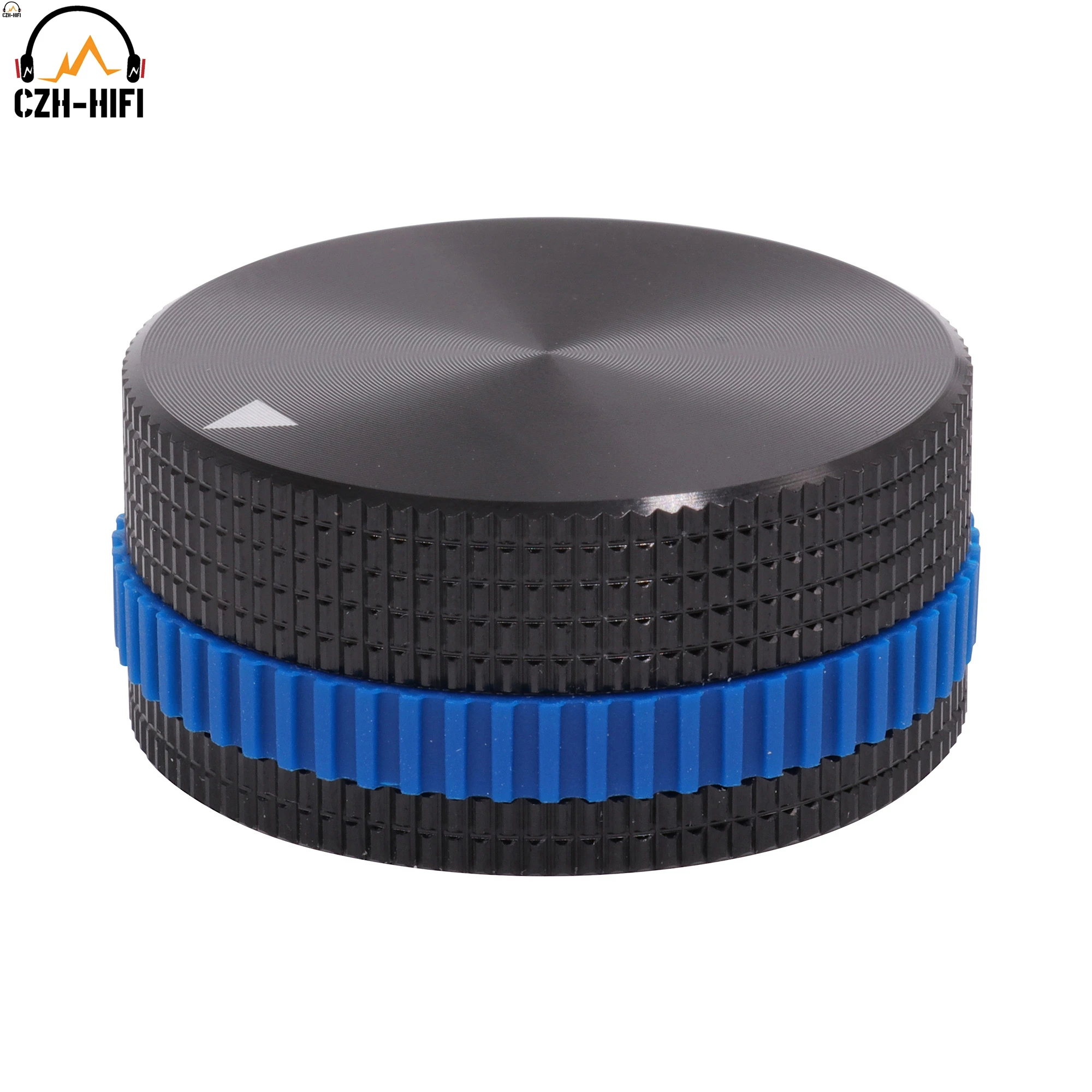 40x18mm CNC Machined Solid Aluminum Potentiometer Knob Button Cap Audio Amplifier DAC Radio Turntable Rotary With Rubber Ring