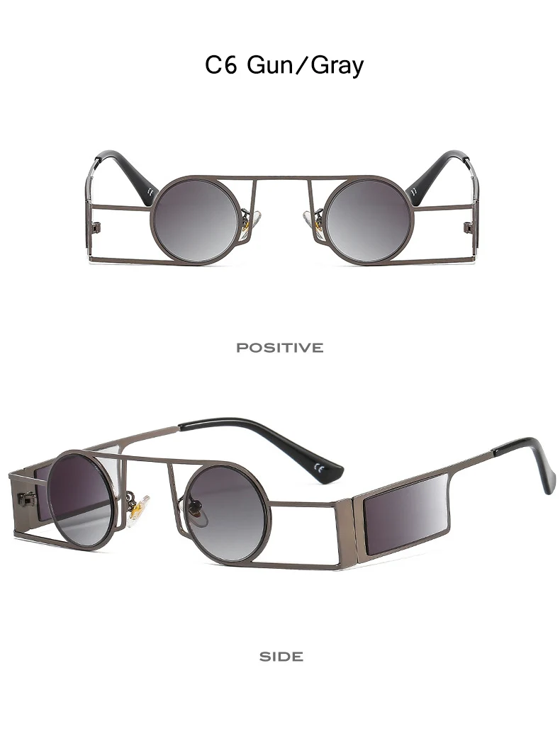OEC CPO Punk Herren Runde Sonnenbrille Vintage Damen Retro Runde Sonnenbrille Weibliche Einzigartige Metall Steampunk Brille UV400 Oculos – Detail 10