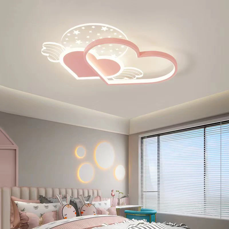 Kawaii Room Decor Cute Ceiling Lights For Kids Room Baby Girl Bedroom Heart Shape Ceiling Lamp Princess Pink Chandelier Lighting