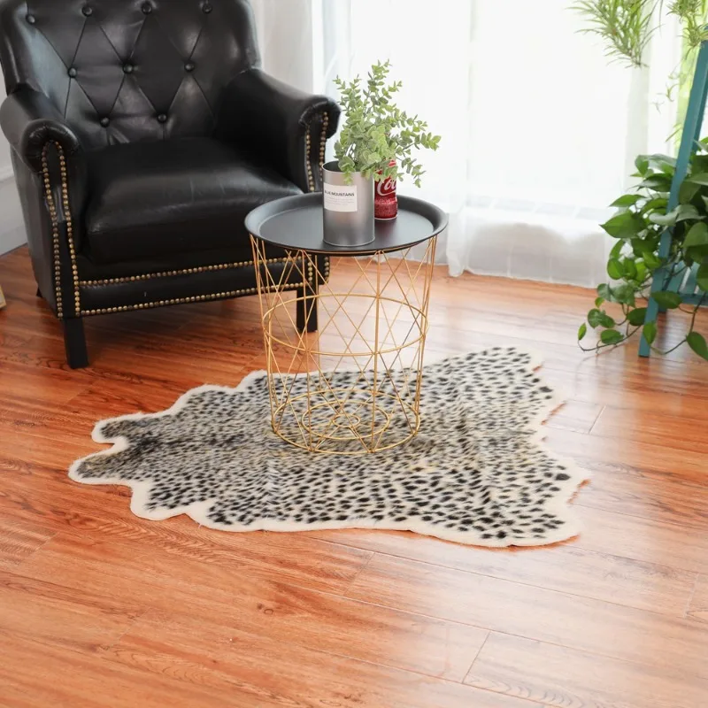 Leopard Cow Print Rug Faux Hide Animal Skin Carpet Artificial Fluffy Mat Living Room Bedroom Coffee Table Floor Decor Supply