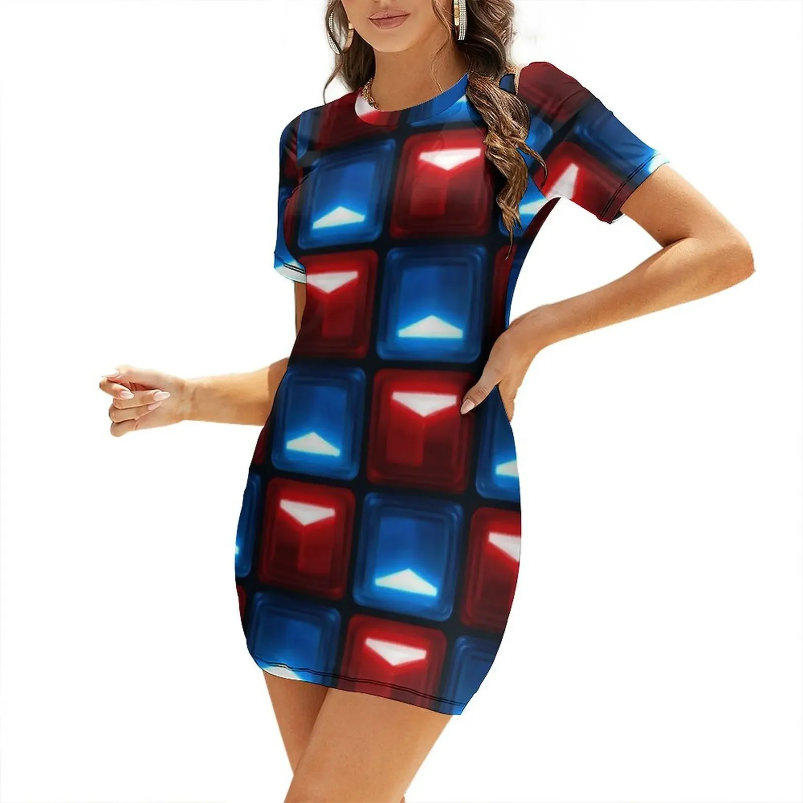 

Beat Saber - V2 Block Pattern Short-Sleeved Dress dress summer 2026 women summer dress woman 2026 summer women's 2026