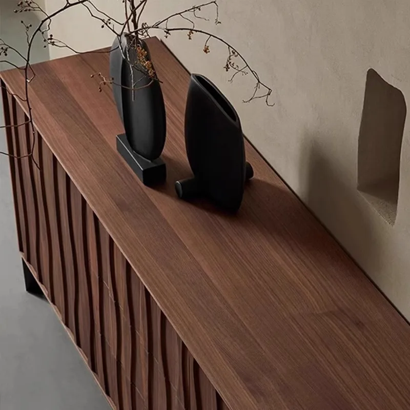 طراز العصور الوسطى، خزانة جانبية من الخشب الصلب، غرفة معيشة على الحائط، خزانة مزخرفة #3