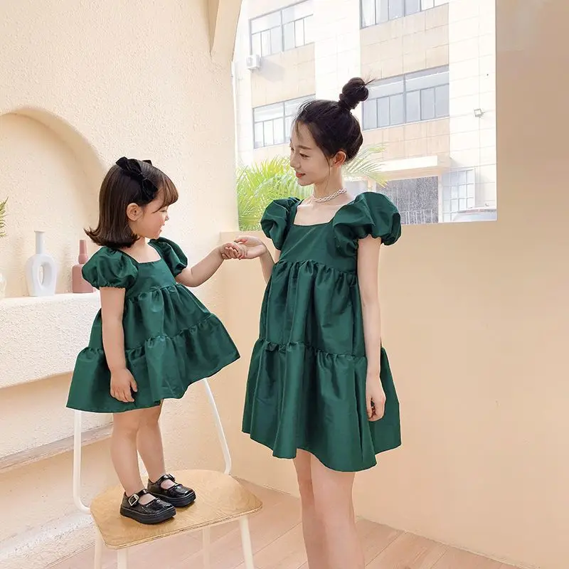 Mother and Daughter Matching Clothes Summer New Women Girls Party Dresses Family Matching Outfits Baby Girl Princess Dress