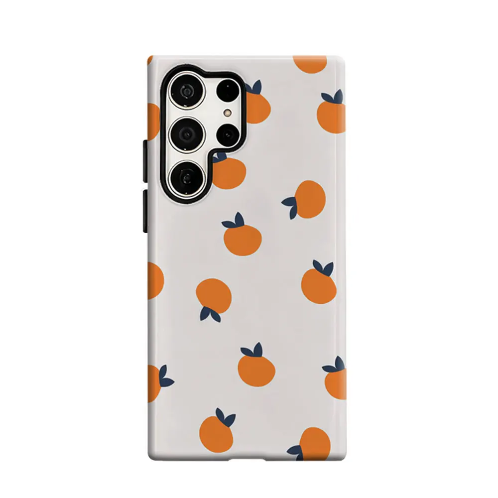 CaseLumi Phone Case For Samsung Galaxy S25 S24 S23 Ultra Plus HD Hard Minimal Orange Print Double Layer Cover Film Shell