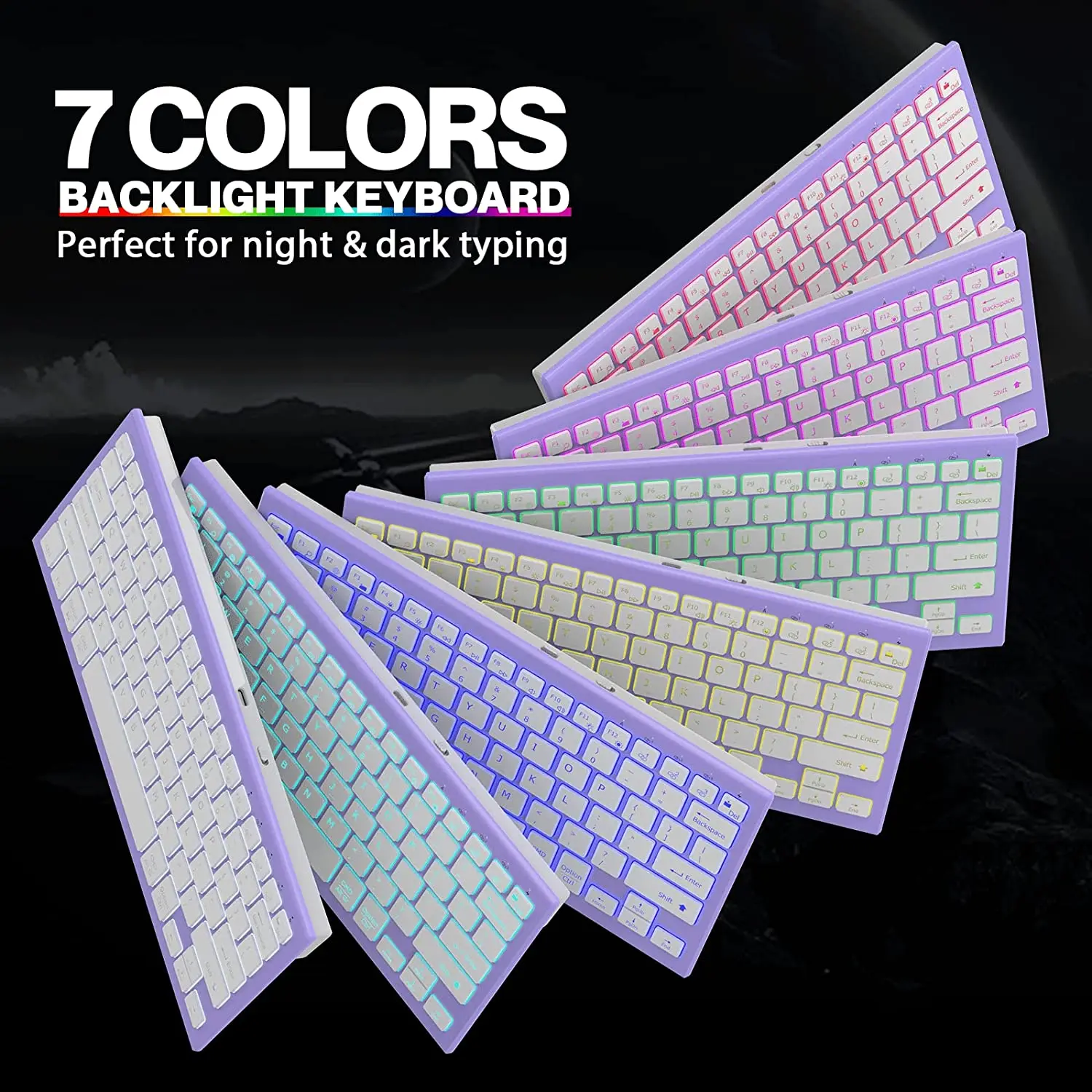 Wireless Keyboard and Mouse 7 Color backlight +2.4G rechargeable Bluetooth keyboard and mouse for Mac Windows Android USB