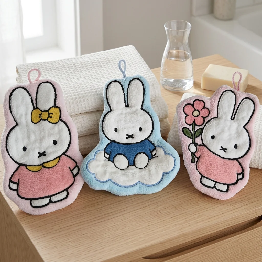 1/3 Paquete de Toallitas Húmedas Gruesas de Miffy, Diseño de Dibujos Animados para Baño, Regalo, Accesorios de Miffy