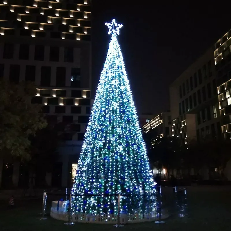 Large Complete Christmas Tree Set 4-12M Blue Silver Matching Decor For Outdoor Yard Plaza Xmas Holiday Scene Layout Ornament