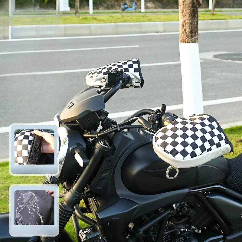 FOR HONDA Forza350 Motorcycle  Mitts Winter Warm Waterproof  Handle Gloves Fleece Lined Moto Hand Protector