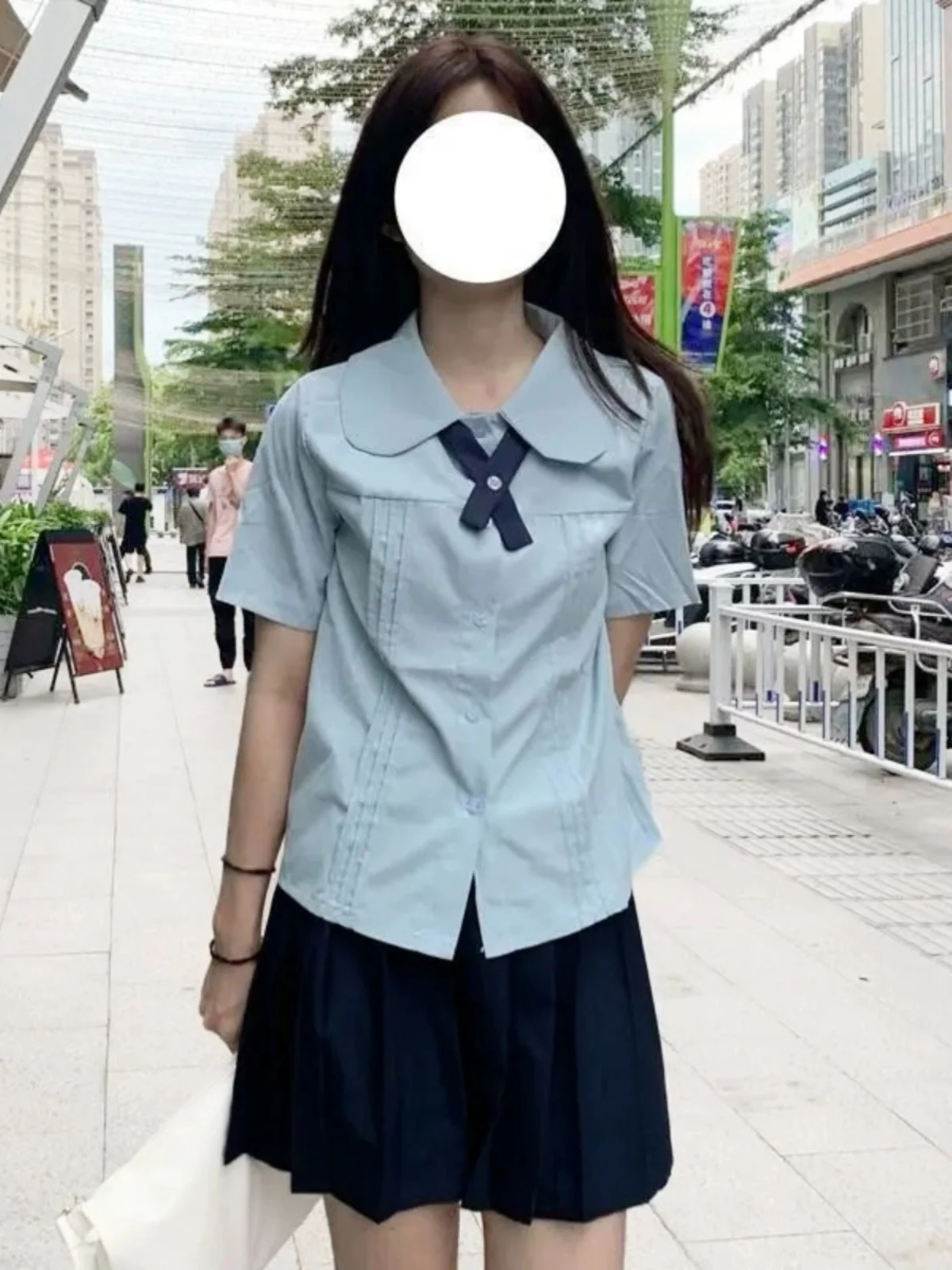 Camicetta Estiva da Donna con Colletto a Bambola Rosa, Versatile Stile College, Nuovo Set JK per Studentesse 2024