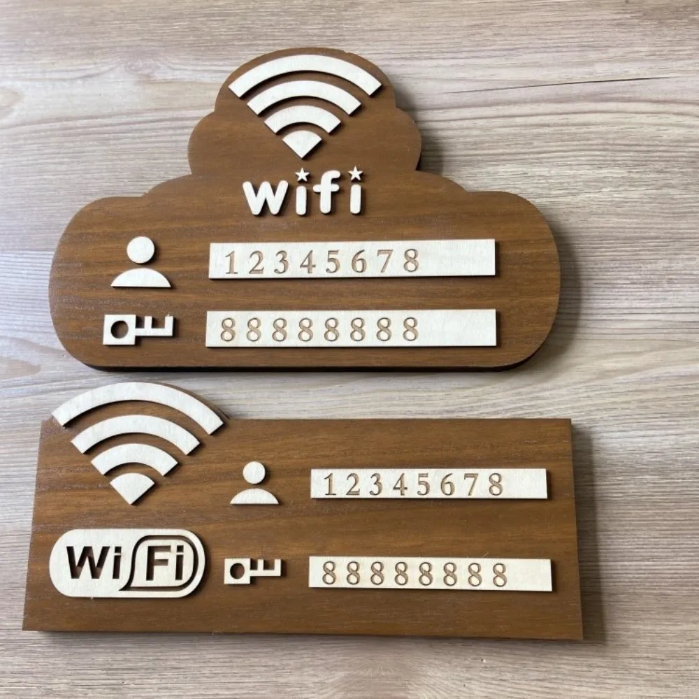 Rustic WiFi Password Sign Vintage Erasable Board 2D Flat Wooden Plaque Minimalism with Pen Wireless Network Indicator