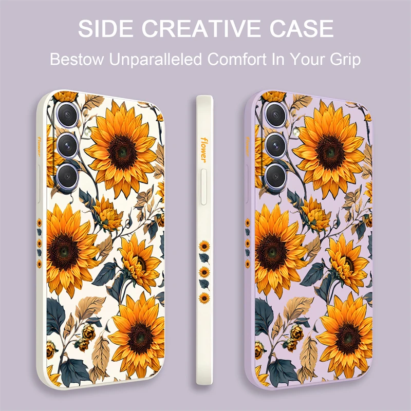 Case For Samsung Galaxy A25 A54 A34 A24 A23 A22 A21S A20S Yellow Sunflowers Silicone Shockproof Bumper Back Soft Phone Cover