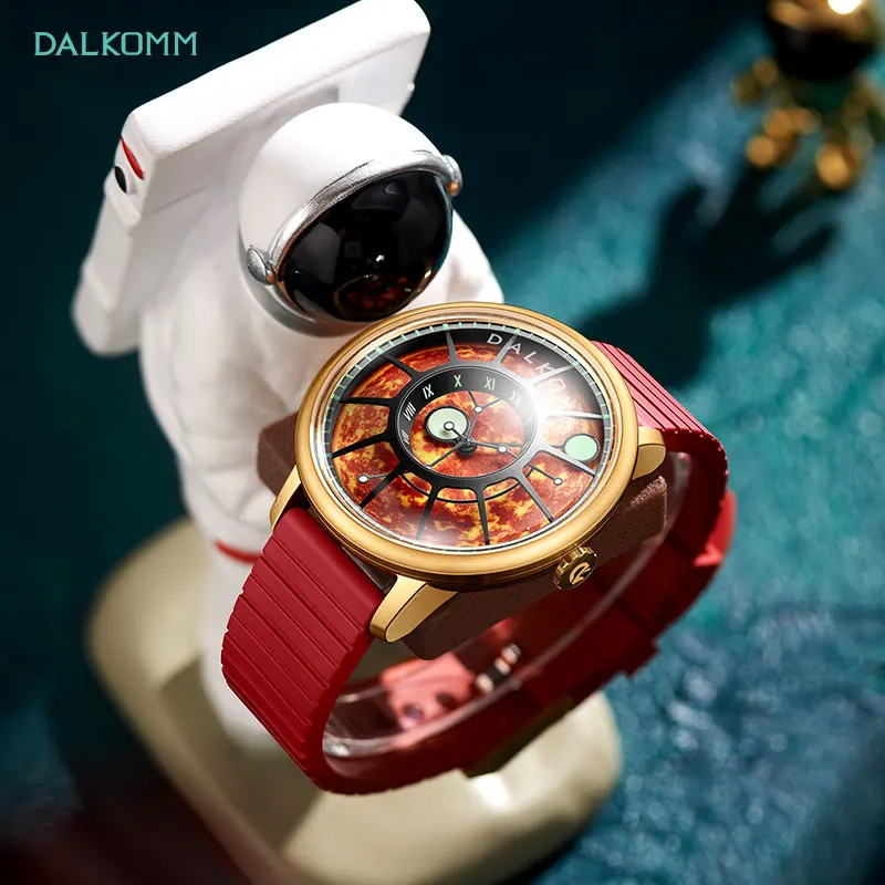 DALKOMM Men Mechanical Wristwatch Seiko NH35 Movement Double Layer Sapphire Mirror 100M Waterproof Fluorine Rubber Strap Watches