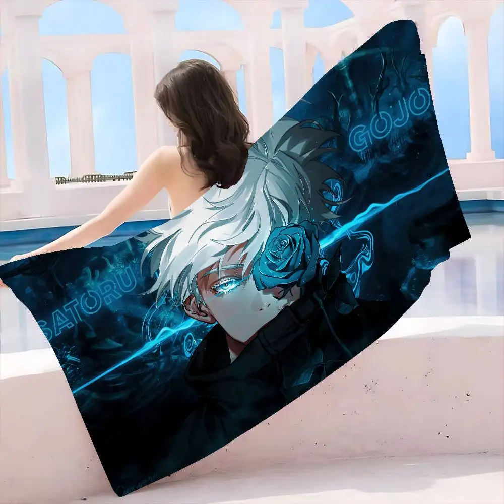 Jujutsu Kaisen Satoru Gojo Bath Towel Microfiber Soft Water Absorbing Breathable For Girl Kids Decorative Cartoon Beach Towel