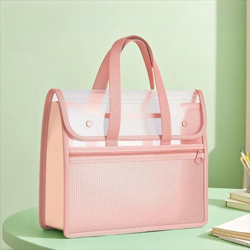 

Large Capacity Horizontal Flip-Top PP Twill Binder Waterproof Lightweight File Storage Bag Portable Zip Handbag