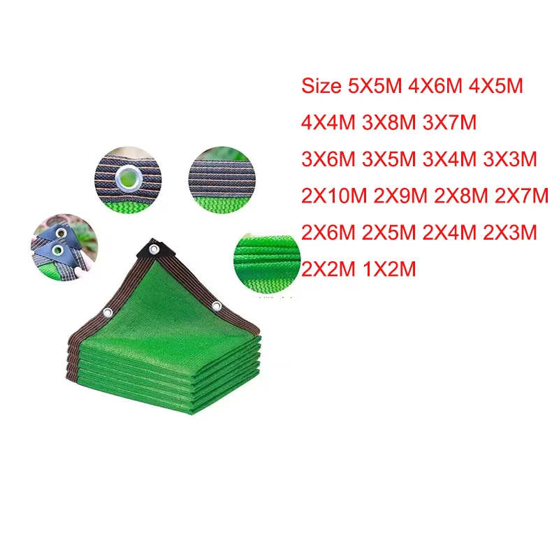 12Pin Green Sunshade Net 90% Shading Rate Garden Buildings Plants Sun Shed Shade Awnings Balcony Gazebo Cover Pet House Camping