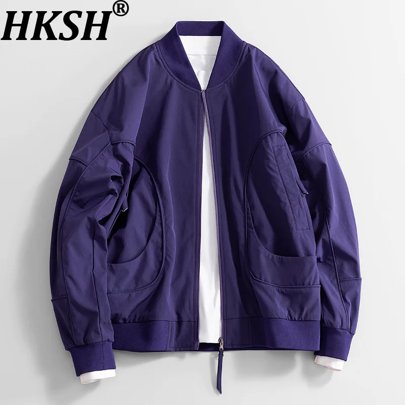 

Мужская куртка HKSH в стиле сафари, весна-осень, новая коллекция, однотонная, с элементами пэчворка, универсальная, свободного кроя, в стиле панк, модель HK18477