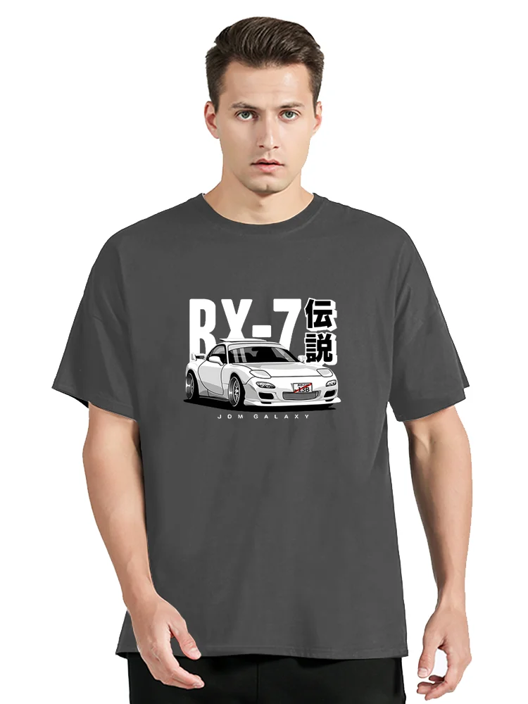 Initial D JDM T-shirt Vintage RX7 FD Drift Japanese Cars T Shirt Men Streetwear Cotton Graphic Clothing Oversized Tshirt