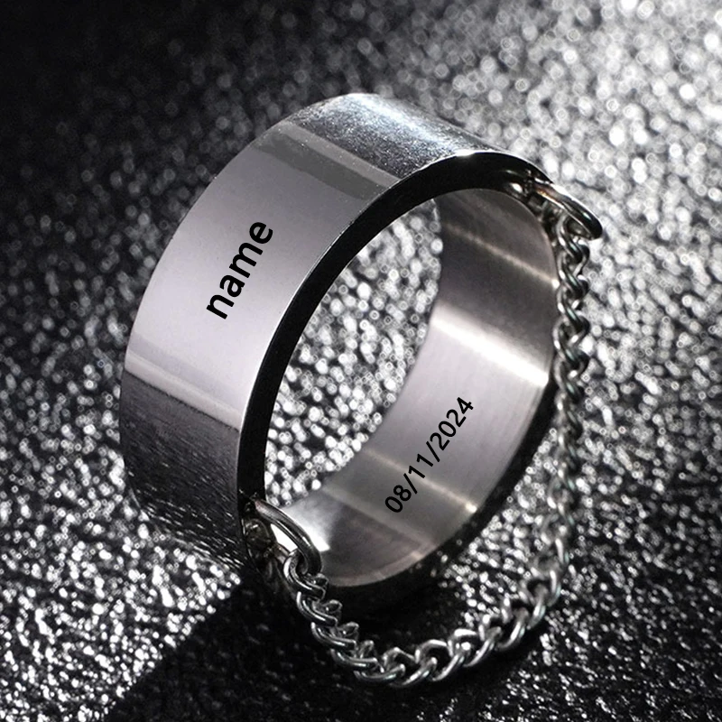Customizable Geometric Punk Hip-hop Style Titanium Steel Chain Rings for Unisex Fashion Jewelry Minimalist Accessories
