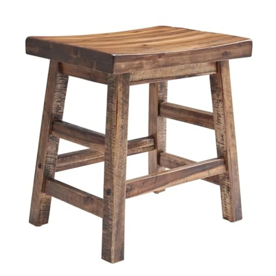 

Durango 20-Inch Tall Industrial Wood Dining Stool - Table or Extra Seat - Unique Rustic Industrial Style and Comfort - Farmhous