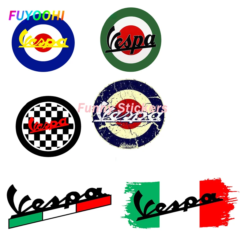 FUYOOHI – autocollants Play, étiquette de voiture créative et étanche, pour Logo Vespa + drapeau de Moto d\'italie