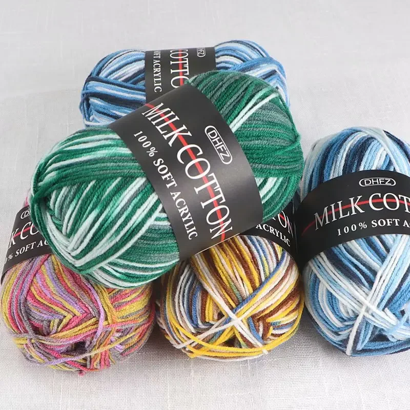 10pcs Multicolor Milk Cotton Blended Yarn 3ply Soft Warm Knitting Wool Yarn Hand Knitted Craft 500g/set