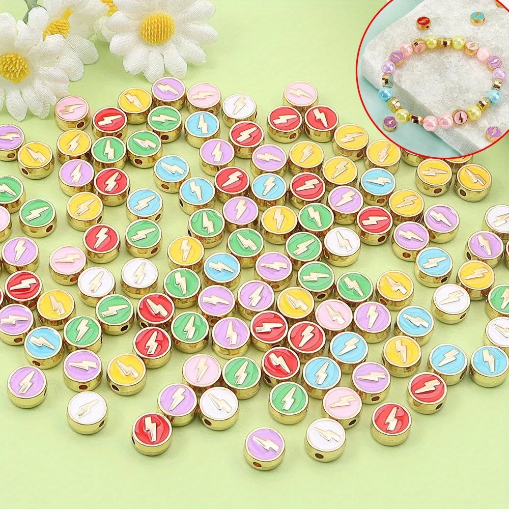 4/16/32 قطعة متعدد الألوان شقة مستديرة البرق نمط الخرز الزخرفية ، أساور يدوية الأقراط ، عيد الحب هالوين اكسسوارات #1