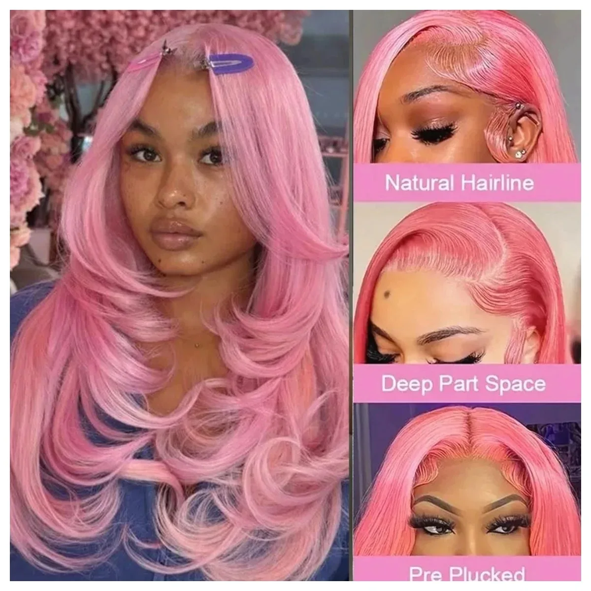 الوردي شعر مستعار الطبقات قطع شعر مستعار مستقيم الدانتيل شعر مستعار أمامي 13x4 HD شعر مستعار دانتيل ل Wemon الاصطناعية غلويليس Preplucked ارتداء اليومي #4