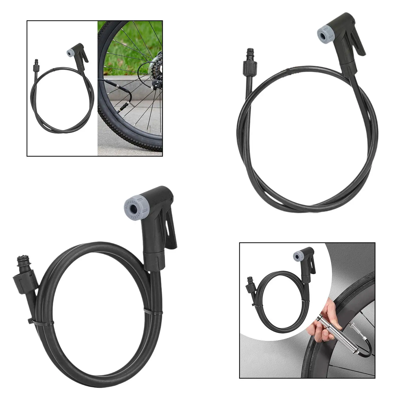 Adaptador de manguera de bomba de aire de bicicleta para motocicleta con tubo de mandril de neumático montaje Simple tubo de extensión multifuncional portátil de 39 pulgadas