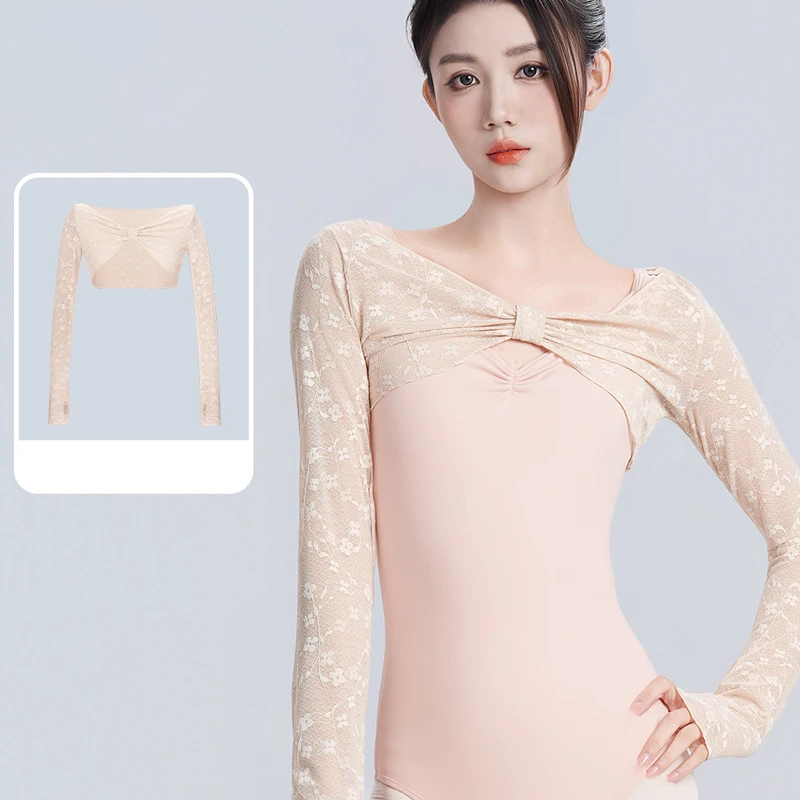 

Girls Women Lace Dance Shrug Dance Tops Smock Adults Teen Ballet Short Blouse Long Sleeve Dance Tops Open Front Bolero Crops New