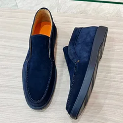 Top-quality Loafers Flat Shoes Men Penny formal Casual Runway Leather Shoes Ladies Slip on Open Suede Walk Shoes for Man