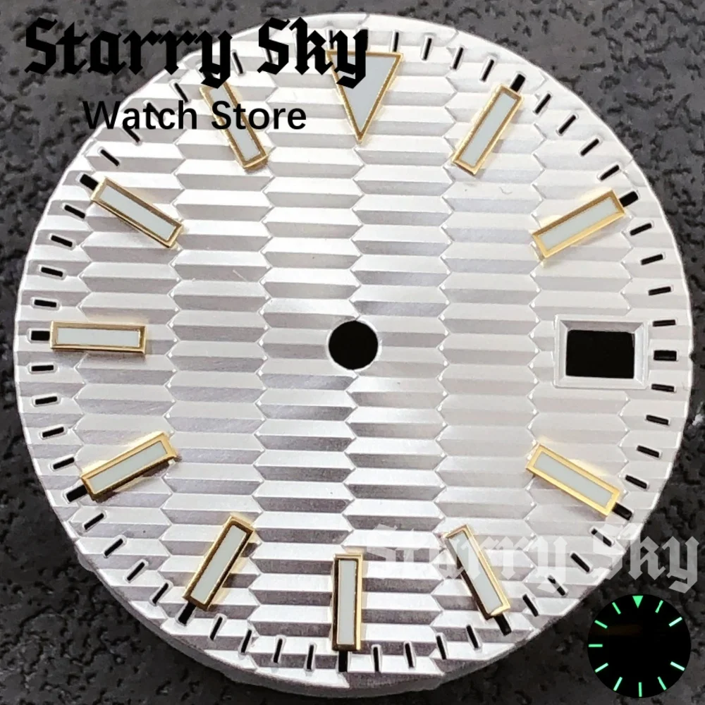 Starry Sky 29mm Gold/Rose Gold Marks Sterile Watch Dial With Green Luminous Suitable For NH35 Automatic Movement Watch Accessory