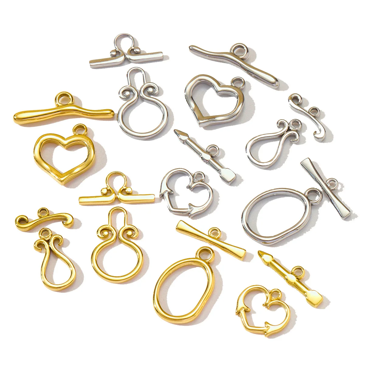 

3Pcs/Lot Stainless Steel Heart Oval OT Buckle Connectors For DIY Jewelry Making Findings Accessories Wholesale