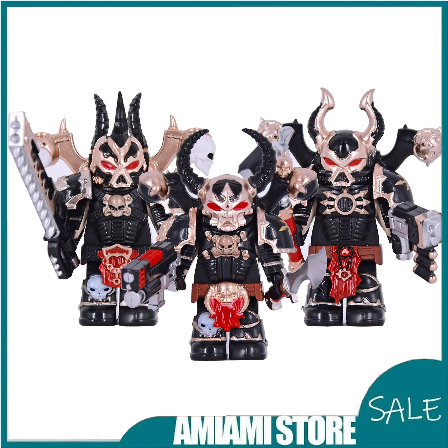 

Military Chaos Space Marine Building Blocks Man Action Figures Soldier War Black Legion Figures Toy Helmet Accessories Kids Toys