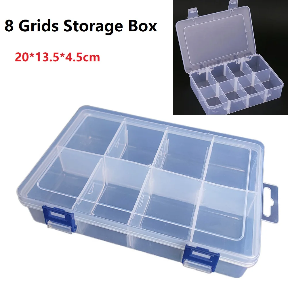 Adjustable 8 Gri== Compartm===Plastic Storage Box ==ewelry Earring Bead Screw Ho======r Case Display Organizer Container Storage