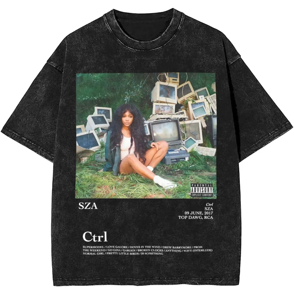 

SZA - Ctrl SZA SZA Album Washed T Shirts Streetwear Hip Hop Novelty T-Shirt Tees Men Women 100% Cotton Street Summer