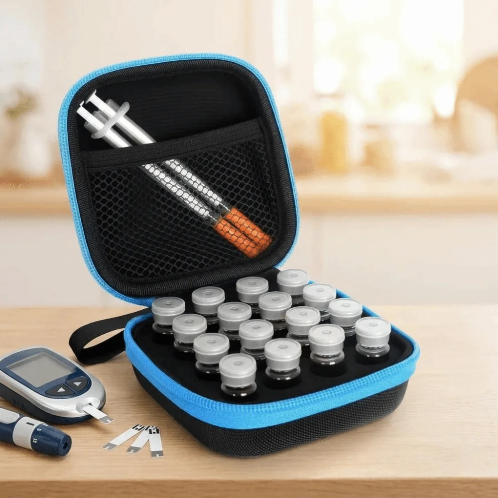 Durable 3ML Insulin Vial Storage Case 16 Slots Waterproof Insulin Vial Protector Dust-proof EVA Insulin Organizer Diabetes Care