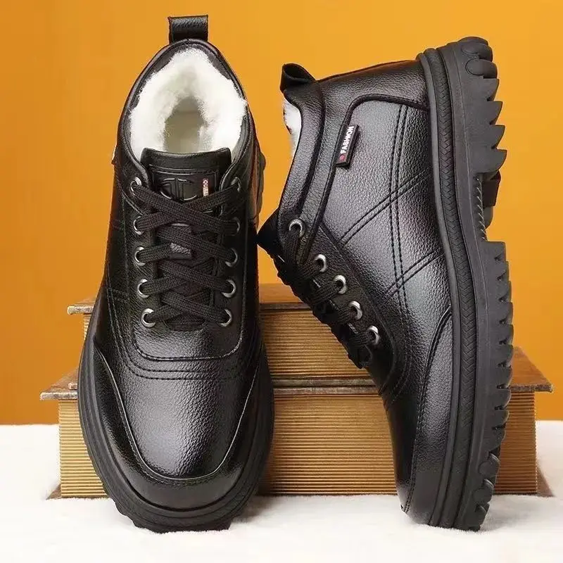 New Winter Men's boots Thickened Versatile Cotton Shoes Casual Padded Snow Boots Male Leather Shoes Outdoors zapatillas de mujer