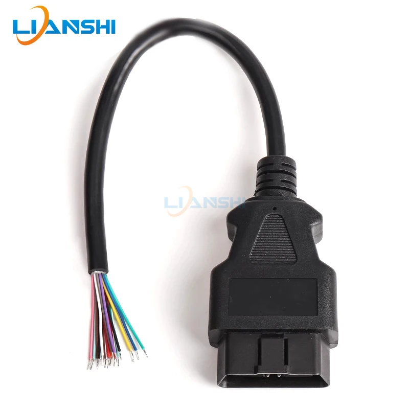 Automobile 16-pin truck OBD2 detection and diagnosis interface connection wire obd male head conversion plug open wire