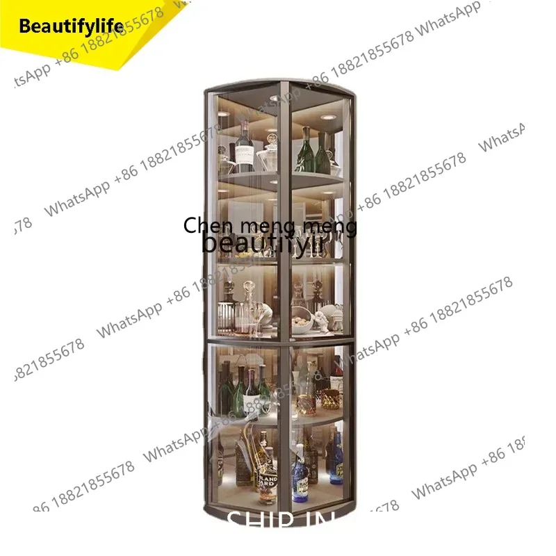 cn8350 ssLight Luxury Corner Fan-Shaped Wine Rack Display Cabinet Living Room Solid Wood Triangle Corner Wall Dining Side Wine C