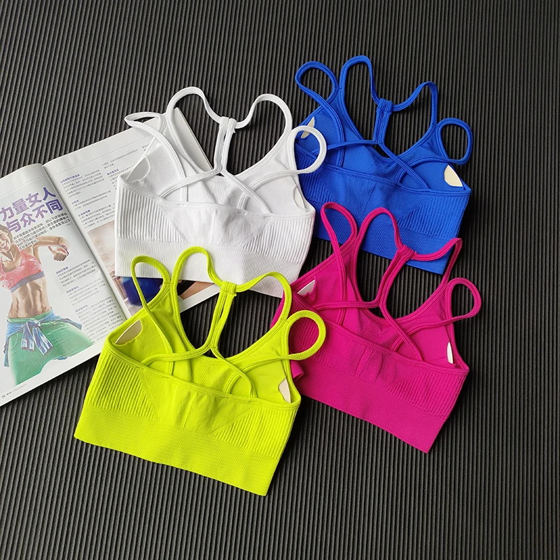 

Women Breathable Sports Bra Shockproof Fitness Tops Gym Crop Top Brassiere Push Up Sport Bras Gym Workout Top Seamless Yoga Bra