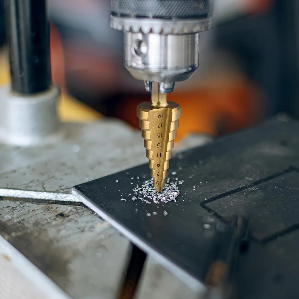 Perfurador central automático, ponta dividida em formato, com caixa de alumínio, brocas para metal 5 peças
