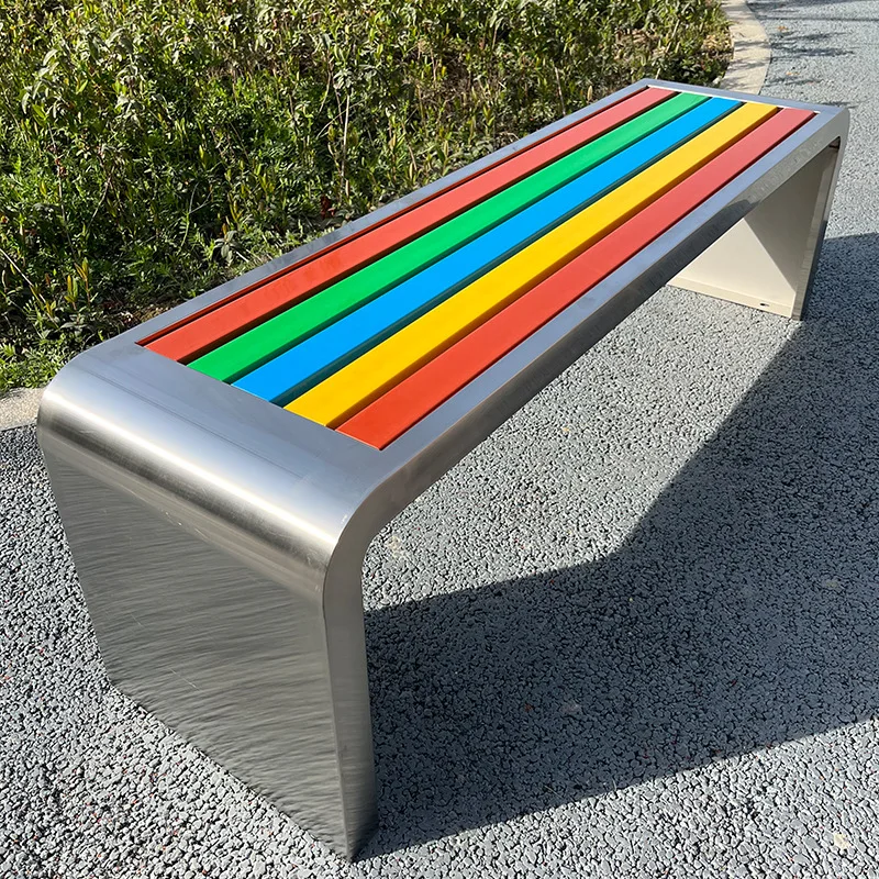 

Stainless steel park chair outdoor bench courtyard community strip stool outdoor preservative wood plastic wood leisure bench