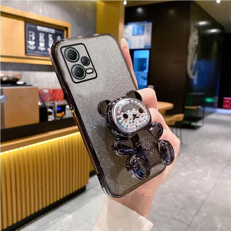 حافظة على شكل دب لطيف على شاومي ريدمي نوت 12 برو بلس ، 12 برو ، 12 برو ، 5G ، 12S ، 4G ، 12 غطاء حامل تربو ، 12