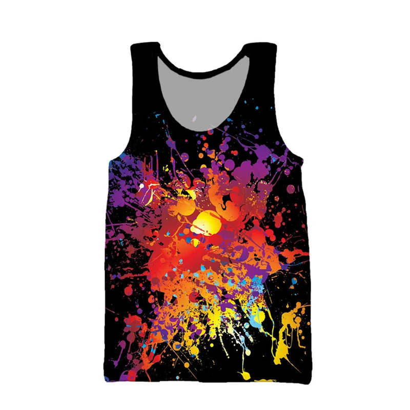 

Fashion 3D Printed Colorful Psychedelic Tank Top For Men Summer Street Beach T-shirt Casual Fitness Bodybuilding Gym Muscle Vest