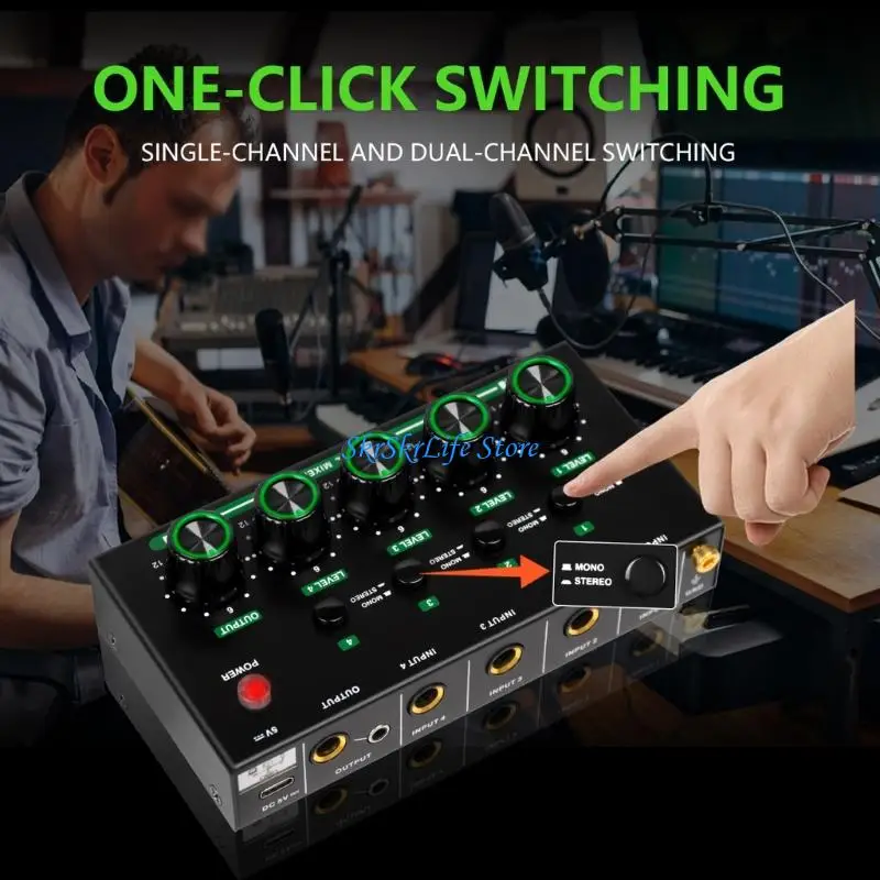 

E65E 4 Channel Auditory Mixer Metal Body Clear Sound Recording For Music Production