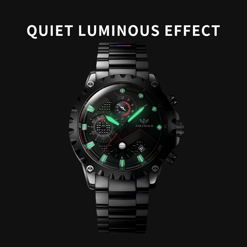 Men Luxury Quartz Luminous Watches FOCEWALK Sport Waterproof Calendar Chronograph Date Wristwatches Relogio Masculino 2024 New